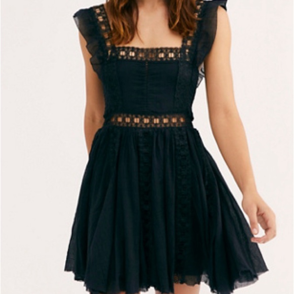 Free people black flowy mini dress